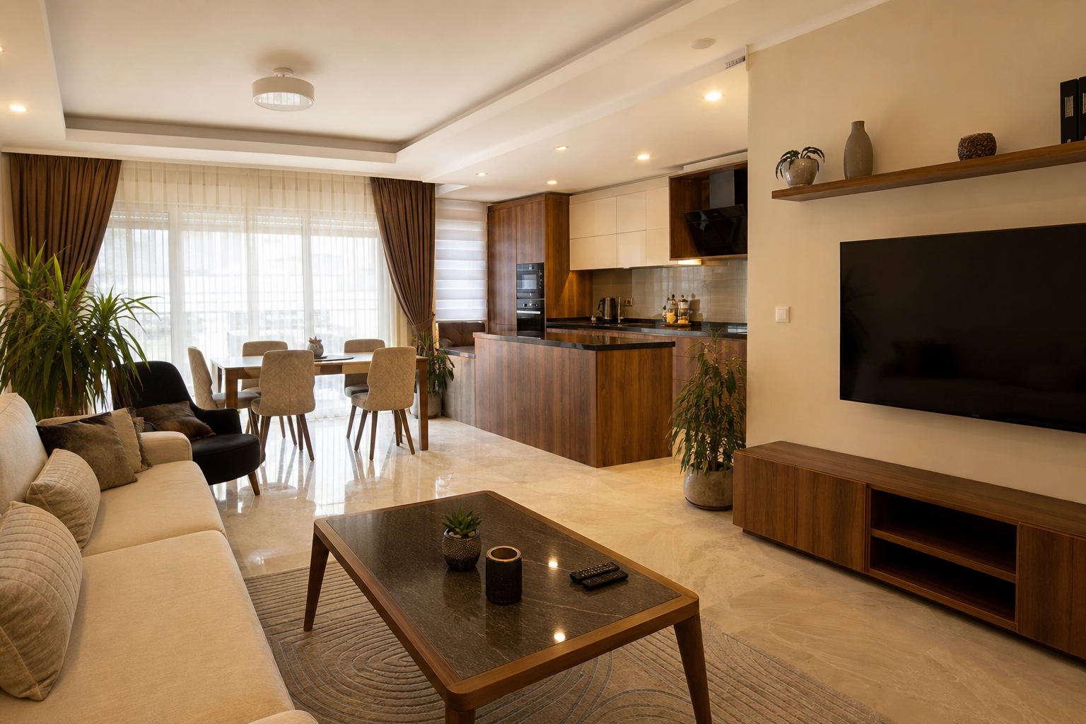 Ankara dairesinde salon ve açık mutfak yenileme uygulaması